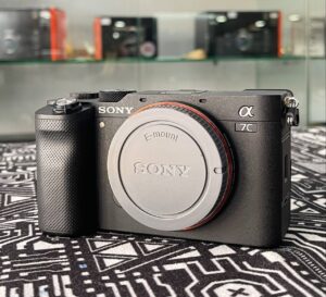 Sony A7C compact full-frame mirrorless camera with wireless microphone and accessory bundle – excellent condition