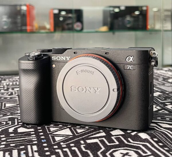 Sony A7C compact full-frame mirrorless camera with wireless microphone and accessory bundle – excellent condition